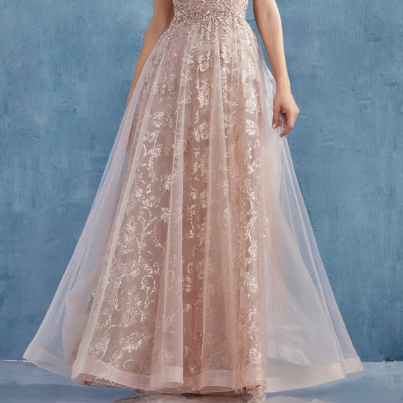 Illusion V-Neck A-Line Shape Prom Dress ALA0882 - Picture 4 of 5